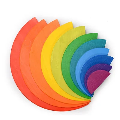 

11-Piece Half Rainbow Arch Assembling Wooden Building Blocks Children Early Childhood Educational Fight Inserted Parent And Chil