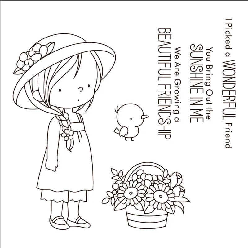 

10x10 Pretty girl New Transparent Clear Rubber Stamp Sheet Cling Scrapbooking Photo Album PaperCard DIY Craft