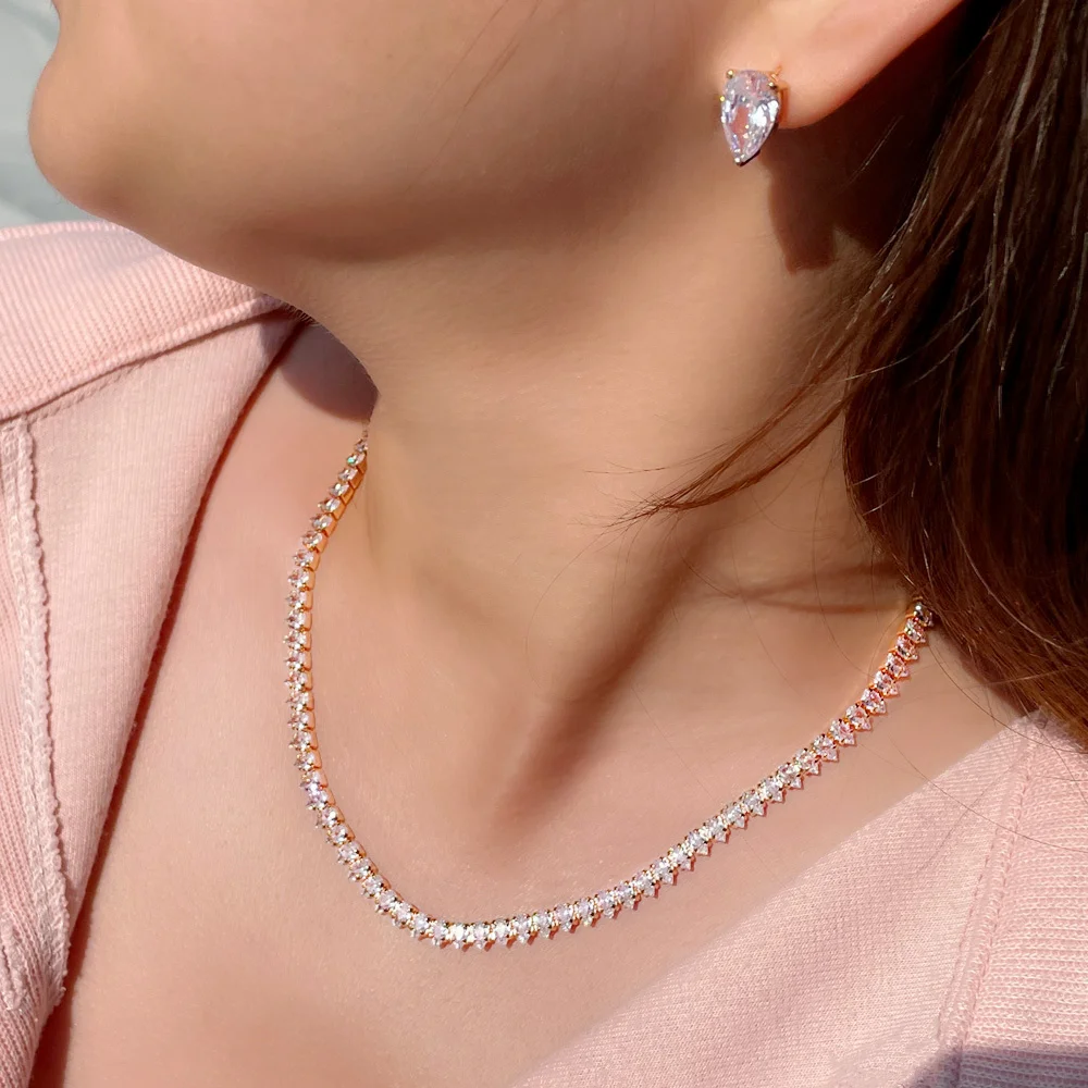 Bridal Jewelry Sets CWWZircons Gorgeous Cubic Zirconia White Gold Color Round Wedding Bridal Necklace Earrings Party Jewelry Set For Brides T567