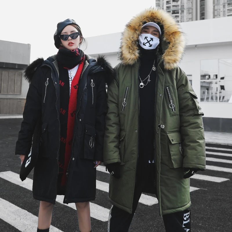 

Man Warm Winter Brand Jacket Luxury Detachable Fur Collar Turtleneck Windproof Concise Comfortable Cuffs Winter Jacket Women