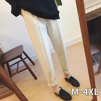 

2020 Thicken Women Pencil Pants Autumn Winter Plus Size OL Style Wool Female Work Suit Pant Loose Female Trousers Capris