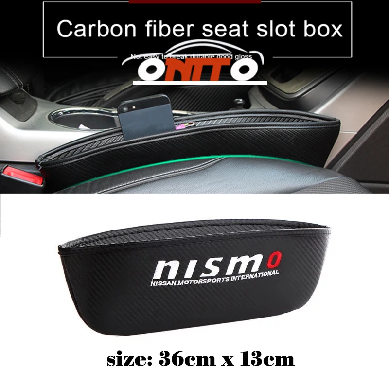 

For Nismo Logo For X-Trail Qashqai Murano TIIDA Sunny Seat Slit Gap Pocket Storage Glove Organizer Slot Catch Catcher Box