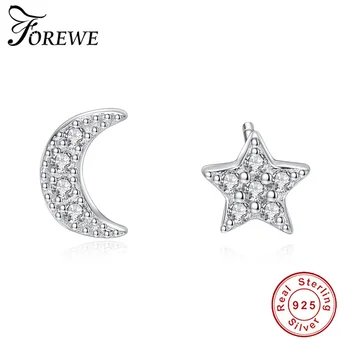 

Luxury Wishing Moon Star Austrian Crystal 925 Sterling Silver Stud Earrings Jewelry for Women Girls Children Boucle D'oreille