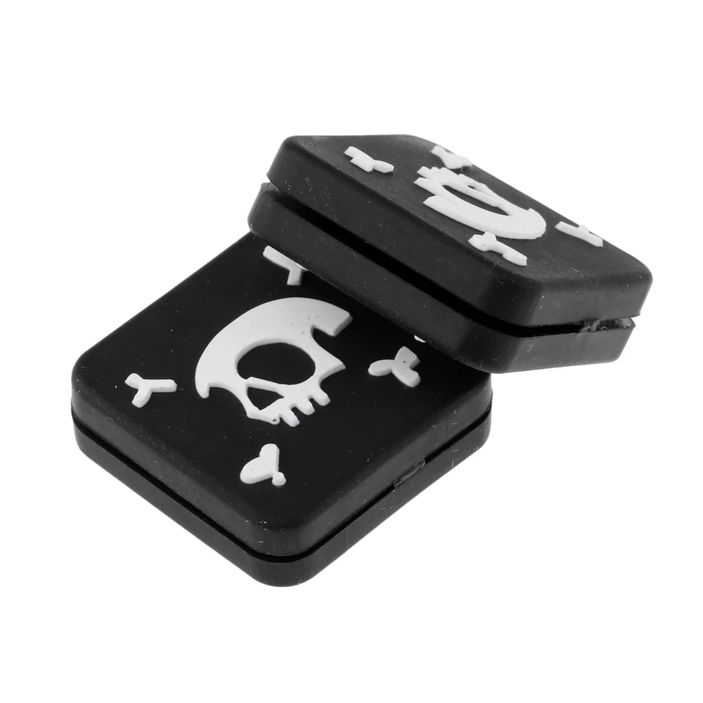2 Pieces Cool Skull Skeleton Square Silicone Tennis Racquet Shock Absorber Vibration Dampeners - Black/Red