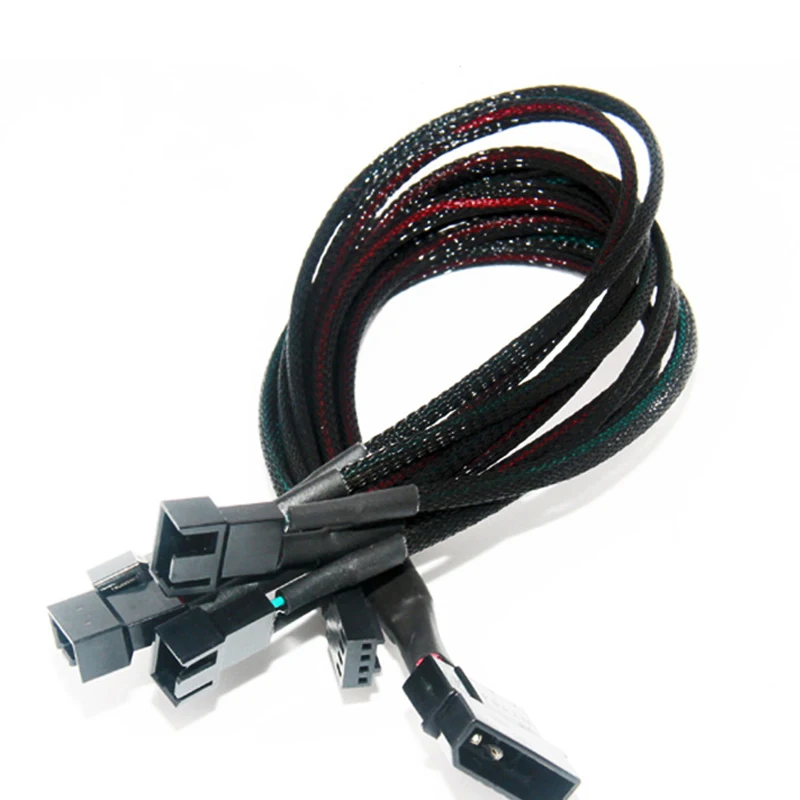 30cm Fan Cable Fan Splitter Molex to 5 Way 3Pin 4Pin PWM Fan Adapter for HDD Optical Drive Computer Case Mining Cooling Fans NEW