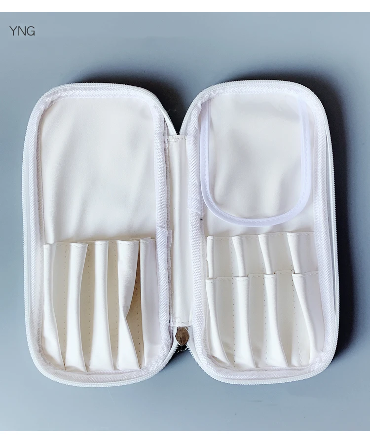 Bolsa Branco das Escovas da Composição da Multifunção Bolsa Cosmético do Armazenahomemto da Escova do Couro do Plutônio de Alta Qualidade Ferramentas Cosméticas Profissionais 7 Saco branco das escovas da composição da