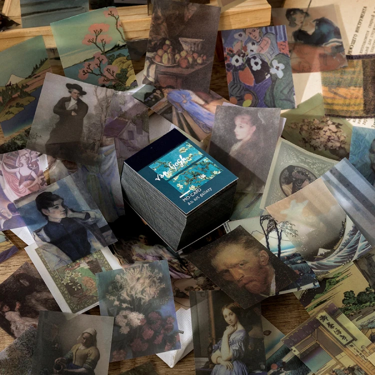 반 고흐 컬러 멀티 스타일 크래프트 종이 카드 366 개 장식 일기 앨범 DIY 스크랩북 버터 소재 종이 레트로 LOMO