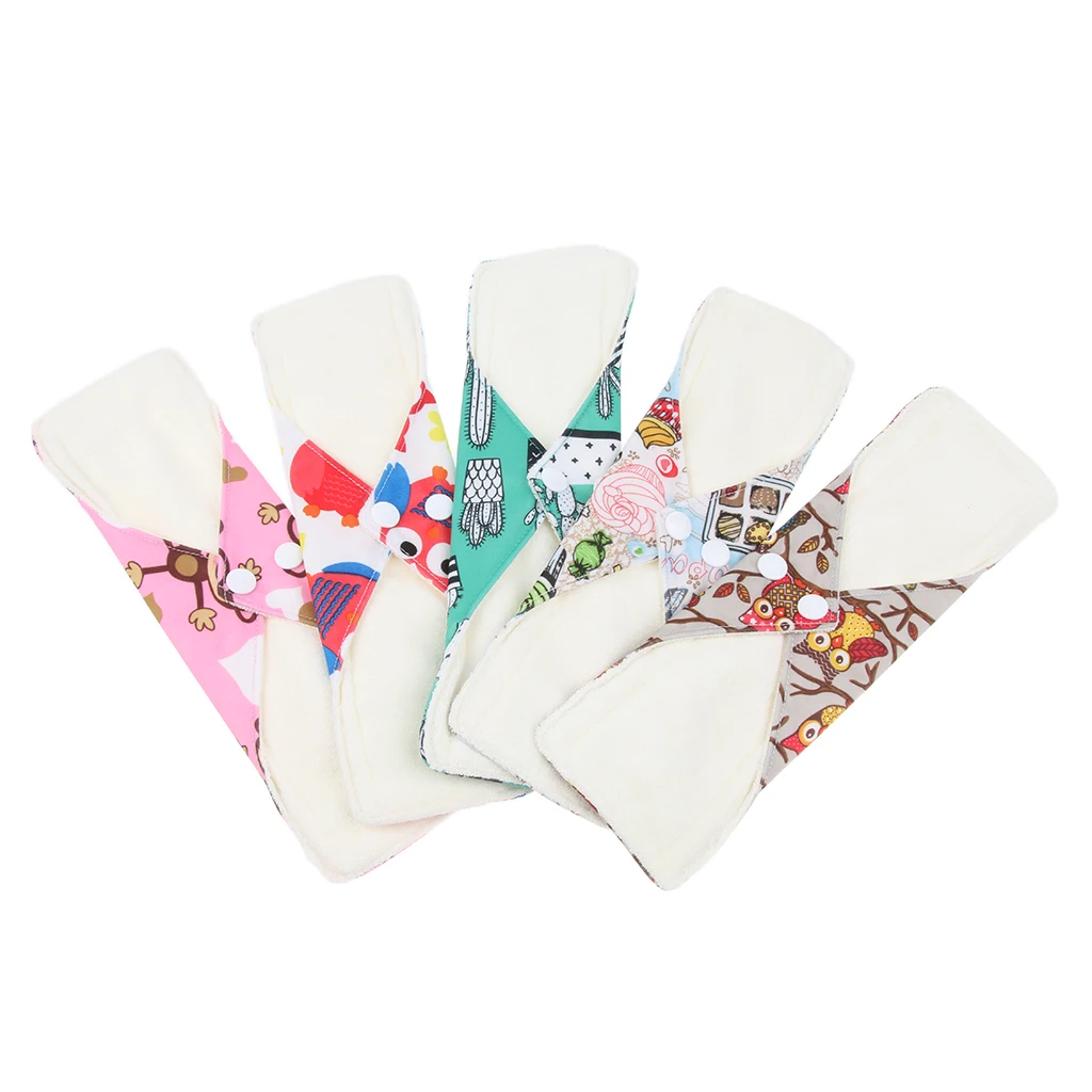 

2Pcs Washable Reusable Bamboo Cloth Menstrual Pads Reusable Sanitary Pad Panty Liners, Random Color