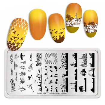 

BORN PRETTY Animal Elk Tree Pattern Rectangle Nail Stamping Plates Stainless Steel Simple Operation Natural World Style