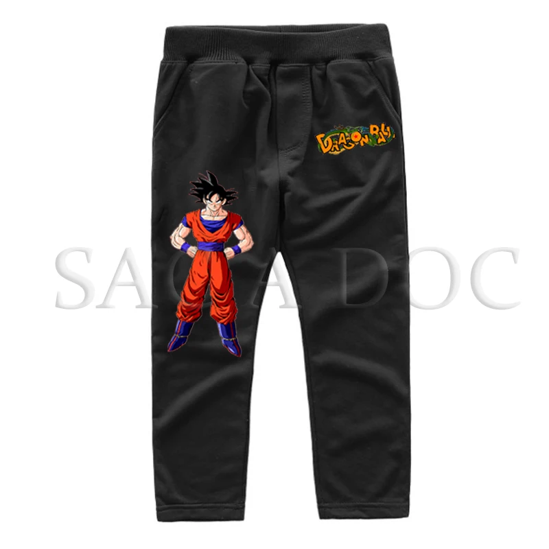 Dragon Ball Z длинные штаны зима девочки, мальчики, дети свободные прямые Повседневное Штаны детские штаны для мальчиков; на завязках впитывает пот и Штаны унисекс для подростков