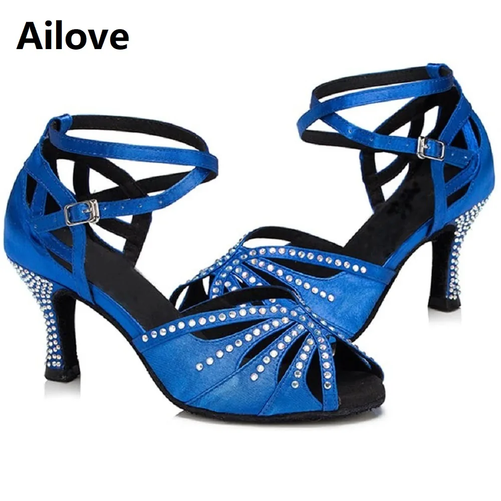 Ballroom Latin Dance Shoes Woman`s Glitter Rhinestone Professional