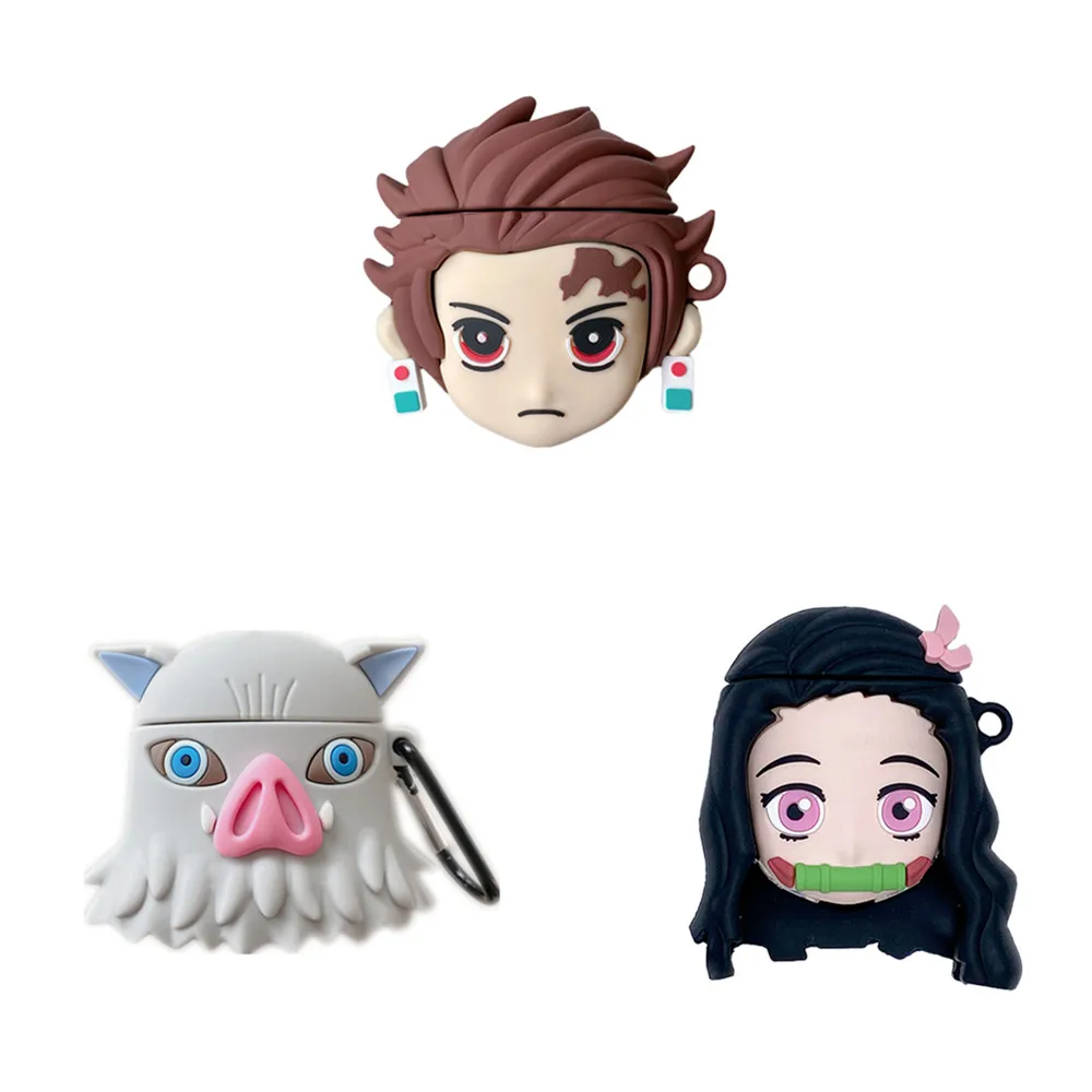 

Anime Demon Slayer Kimetsu no Yaiba Silicone Earphone Protective Cover For AirPods 1/2/3 Pro Bluetooth 3D Headset Case
