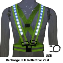 USB Перезаряжаемый эластичный светоотражающий Предупреждение ющий жилет для езды на велосипеде и бега