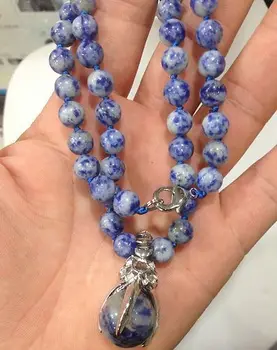 

20" Real Natural Egyptian Lapis Lazuli Beads Necklace & Pendant