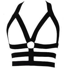 Pastel Goth Body Harness Bondage Sexy Lingerie Black Suspender Belt Punk Rave Open Chest Bra Edgy Harness Bra Woman Body Cage