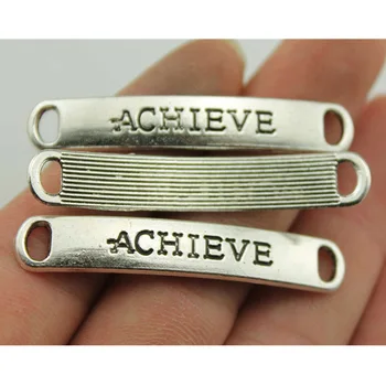 

Wholesale Jewelry Lots Antique Silver Color 50x9mm Achieve Pendants For Bracelets Hand Made 40 Pieces