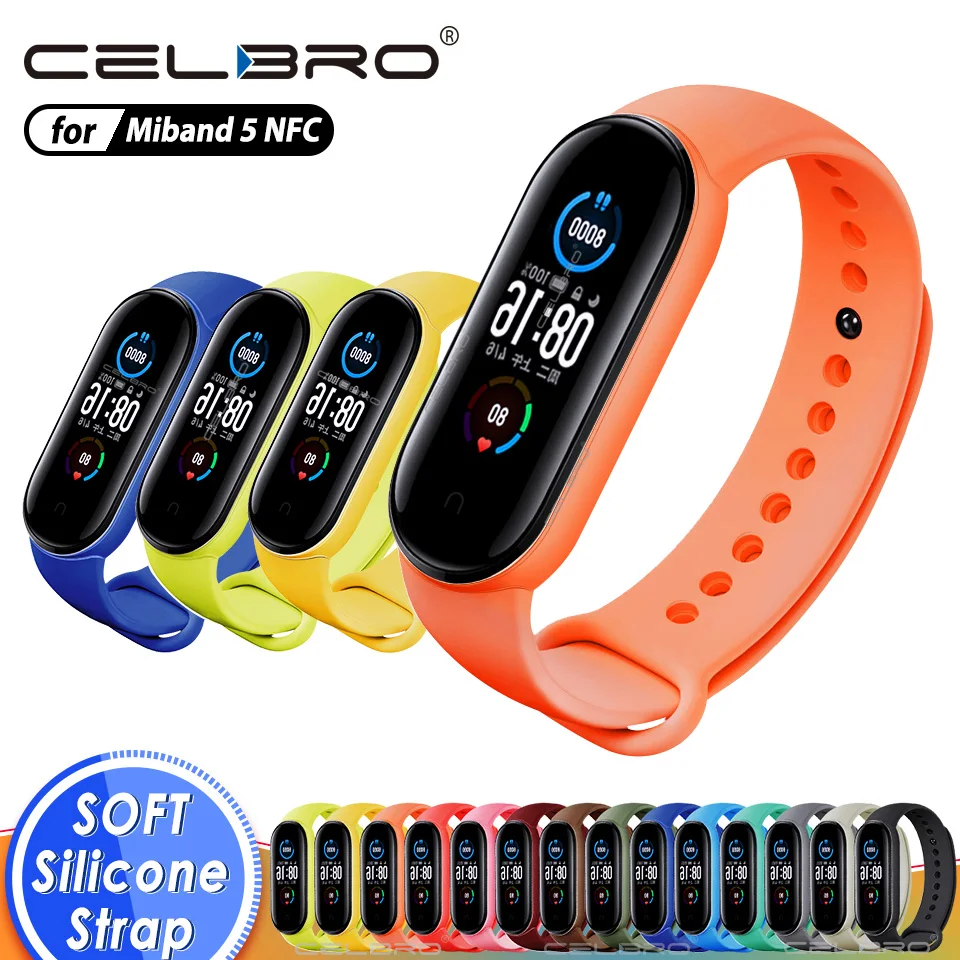 Оригинальный ремешок для Xiaomi Mi Band 5 браслет NFC мягкие спортивные часы из ТПУ
