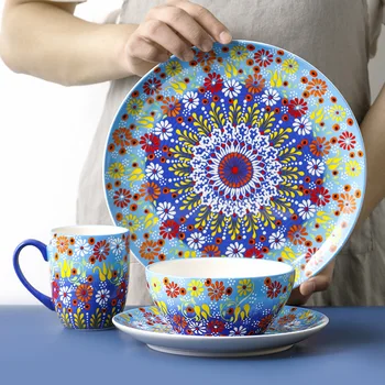 

Tableware Ceramic Dinner Plate Set Dish Porcelain Cute Dessert Plate Dinnerware Hand Painted Creative Western Food Plate
