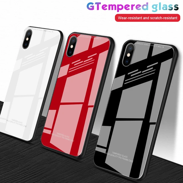 Capa de Vidro Temperado para iPhone, Capa Protetora, Preto, Vermelho, Luxo,  iPhone 12, 11, Pro, Max, 7, 8, XS, Max, X, SE, 2020