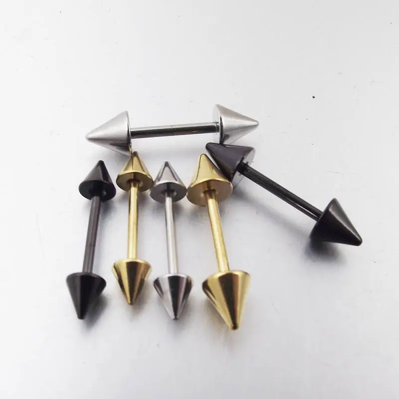 2Pieces Spike Arrow Gold Stainless Steel Straight Barbell Ring Eyebrow Tragus Ear Piercing PA Nipple Rings Bar Body Jewelry | Украшения и