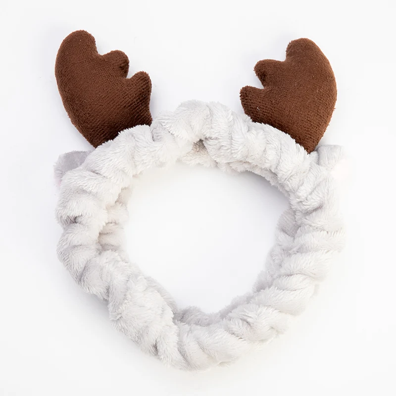 Antler Gray Новинка OMG буквы коралловый флис мытье лица ободок с бантиком для женщин девушек держатели головных уборов резинки для волос аксессуары для волос в виде тюрбана - Цвет: Antler Gray