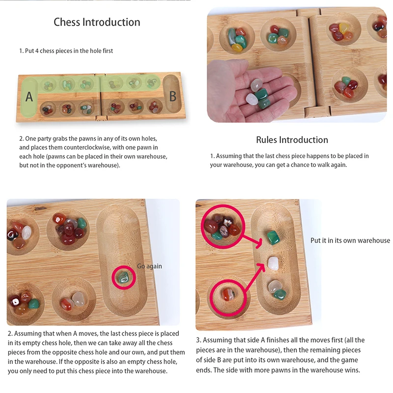 Mancala African Gem Chess Classic Strategy Puzzle Toys Party Game Folding Chess Board Children Educational Logical Thinking Toys board game board game toy