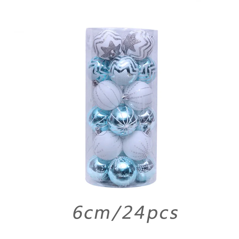 24Pcs Christmas Tree Ball Decoration Ornaments 6cm Colorful Balls New Year Gifts Christmas Display Landscape Layout