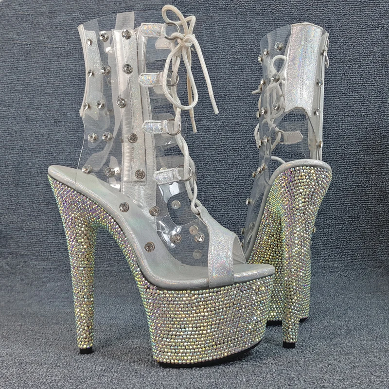 

Leecabe Rhinstone Heels 17cm fancy pole dance sandals lady shoe high heel platform pole dance shoes with diamond
