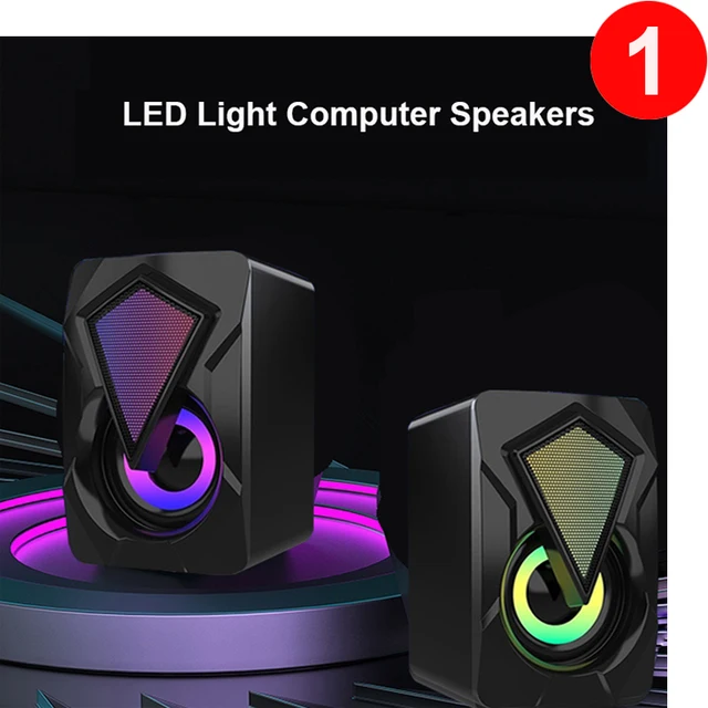 X2 Computer Speakers with Subwoofer For PC Desktop Computer Laptop LED Colorful Lighting Home Theater System USB Wired SoundBox 1