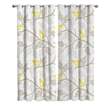 

Leaves And Birds Printing Curtains Living Room Bedroom Home Decoration Suitable for Adult Children Window Curtain