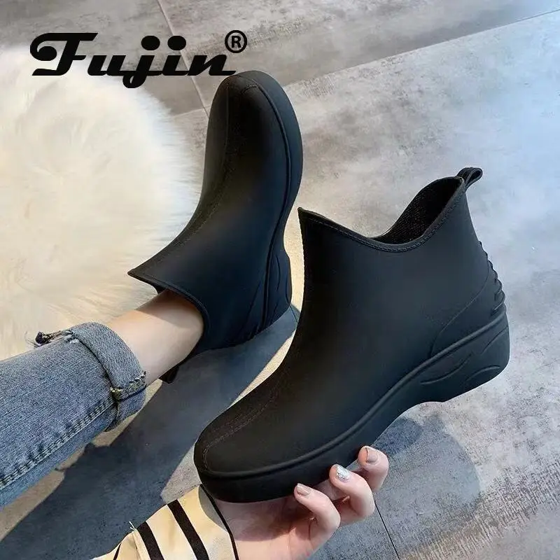 Женские ботильоны на резиновой подошве fujinFashion Нескользящие непромокаемые для