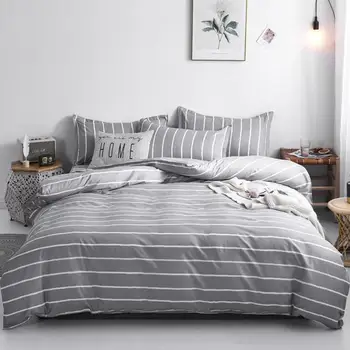 

J grey stripe Bedding Fashion Bedding Set Home Textile Classic Duvet cover Bed Linen Single Queen King Size 3/4PCS Dropshipping