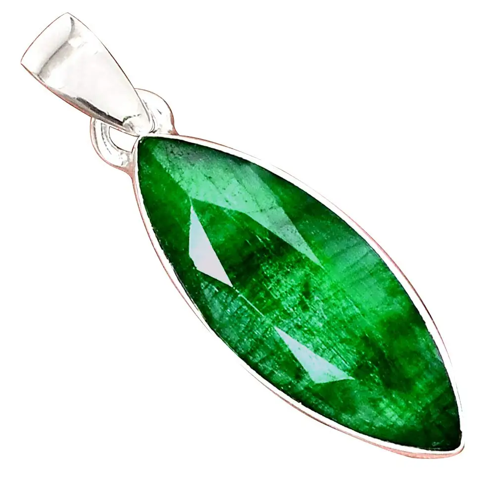 

Genuine EMERALD Pendant 925 Sterling Silver, 40.5 mm, AP6593