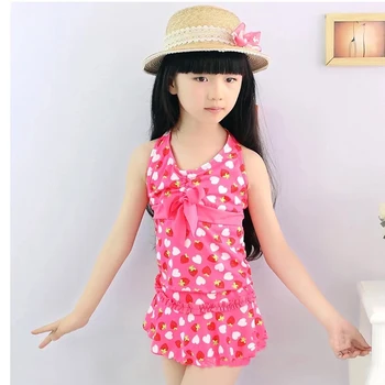 

Children's Swimwear Two Piece Swimsuit For Girls Pants Swimsuit child Split Girl Bikini Skirt style Cute Love Swimwear