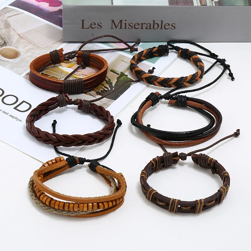 

Fashion Unisex Leather Bracelets Vintage Leather Ropes Bracelets Jewelry For Men Women