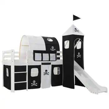 

vidaXL Children's Loft Bed Frame with Slide & Ladder Pinewood 97x208 cm