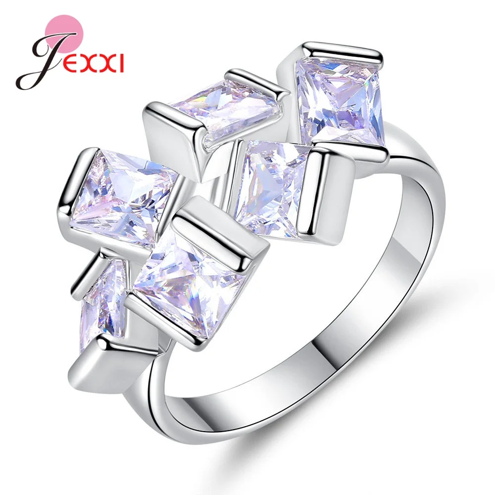 

New Trendy Women 925 Sterling Silver White AAA Zircon Elegant Rings Wedding Engagement Ring Jewelry Birthday Gift