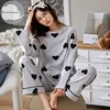 Autumn Sleep Lounge Pajama Long Sleeved Top Polka Dots Women Pajama Sets Cartoon Pyjamas Cotton Sleepwear Women M L XL XXL XXXL 1