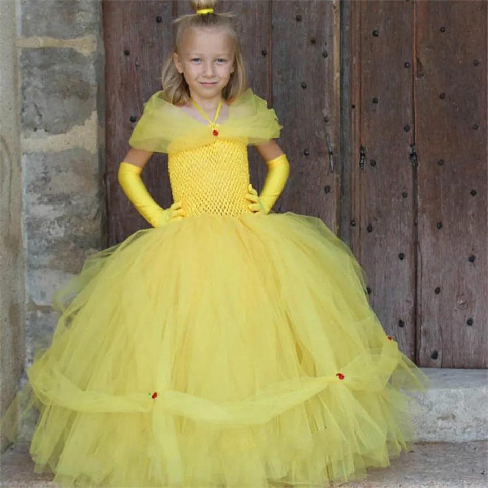 Belle Princess Tutu Dresses Flower Girl Tulle Fairy Ball Gown Baby Girl Pageant Party Fancy Clothes Halloween Costume Vestidos04