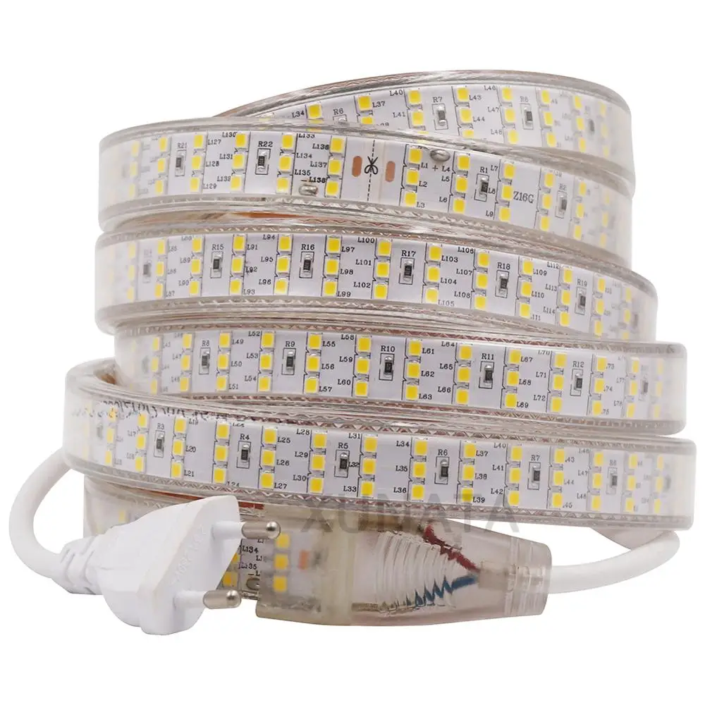 220V 240V Светодиодные ленты света 276 светодиодный s/m три ряда гибкий 2835