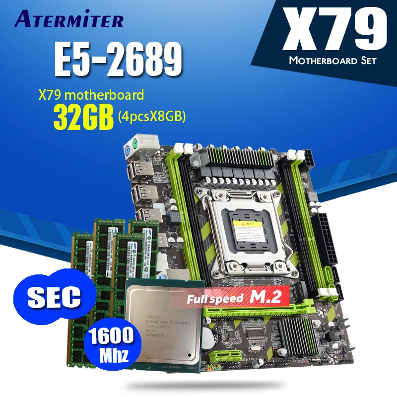 Atermiter X79 X79G материнская плата LGA2011 mini ATX combos E5 2689 CPU 4 шт. x 8 ГБ = 32 DDR3 RAM 1600 МГц PC3