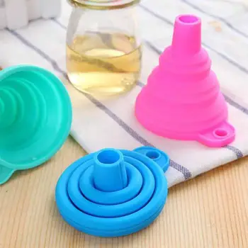 

Silicone Foldable Funnel Kitchen fluid Tool Folding Portable Oil Honey Funnels Mini Collapsible Style Wine Funnel Hopper