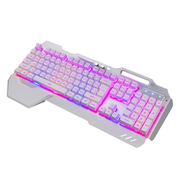 

Ergonomic Wired RGB LED Backlit USB Gaming Keyboard for PUBG,LOL-white