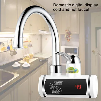 

Faucet Digital Display Tankless Electric Kitchen Bathroom Washing Stainless Steel Sink Hot And Cold Home Accessories Water Tap