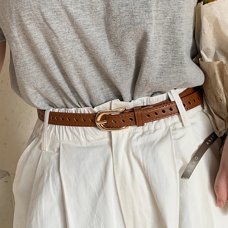 Cinturones de aleación de lujo para mujer, hebilla Pin de cuero PU, para Vaqueros, decorativos, Retro, Punk, ajustables, combinan con todo|Cinturones de mujer| - AliExpress