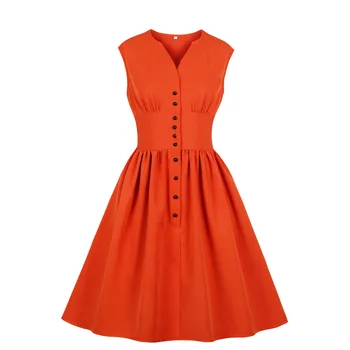 

clothing OWLPRINCESS 2019 Spring New Women's Single-Breasted Print V-neck Sleeveless Dress