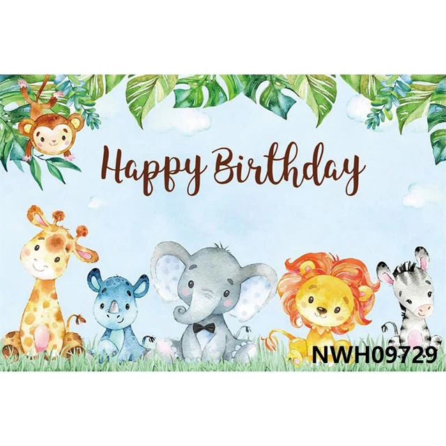 Safari 1st Birthday Backdrop Jungle Tropical Forest Wild One Animal Party Photography Newborn Baby Shower Photo Background Props NWH09729
