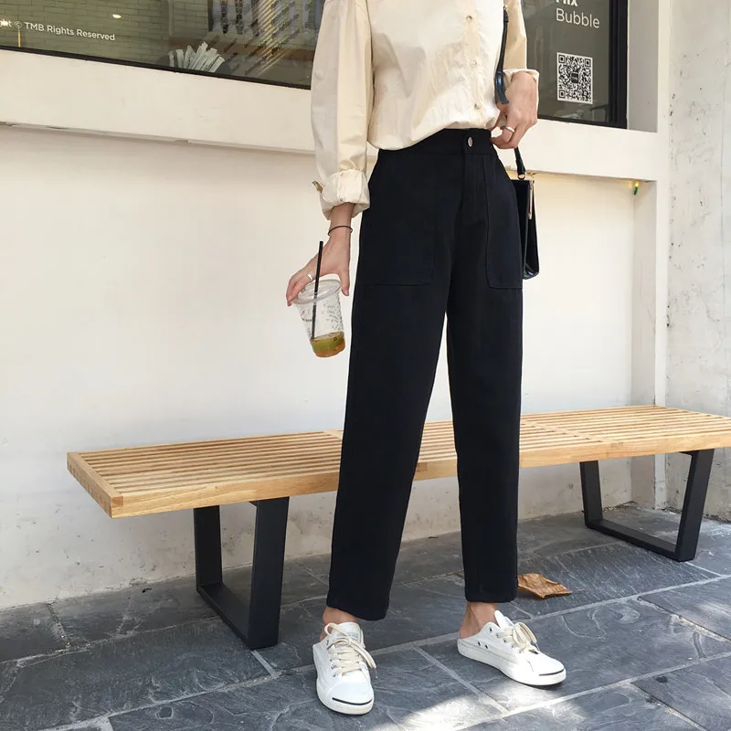 

Jeans Woman Elastic High Waist Jeans Boyfriend Wide Leg Trousers Jeans Denim Plus Size Korean Pants Push Up Vintage Pant Pockets