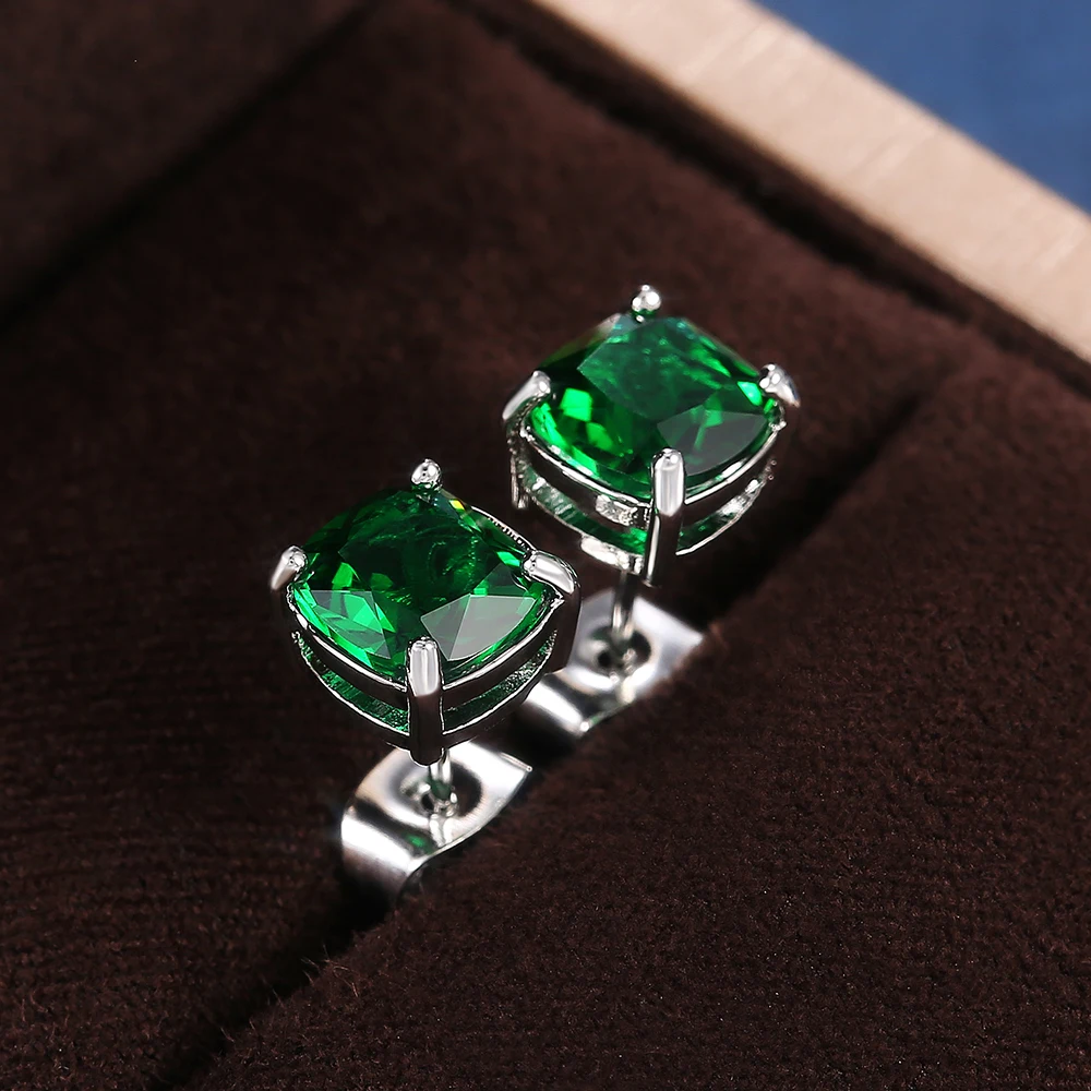 Huitan Simple Stylish Cubic Zirconia Stud Earrings Female 6 Colors Available Versatile Birthday Gift Statement Jewelry for Women