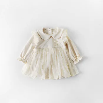 

New Newborn nfant Baby Girls Mesh Design Star Print Long Sleeve Rompers Infant Girls Jumpsuit Princess Baby Outfits I C